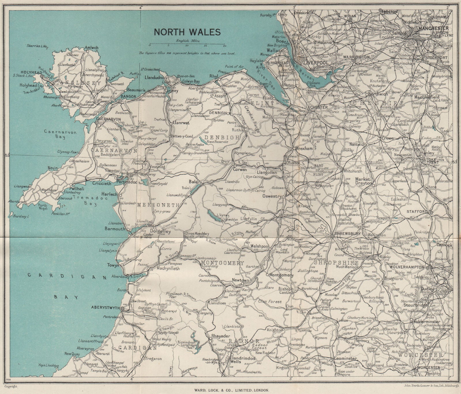 NORTH WALES. Rhyl Flint. WARD LOCK 1950 old vintage map plan chart